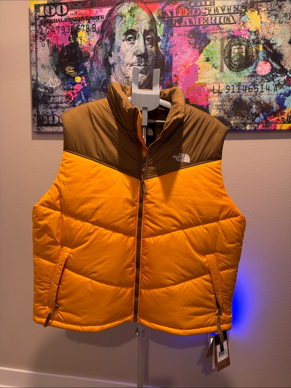 The North Face Gold and Brown Insulated Puffer Vest